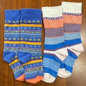 Bombas Kids Multicolor Patterned Blue & Cream Crew Socks - Pack of 2 8T-11T